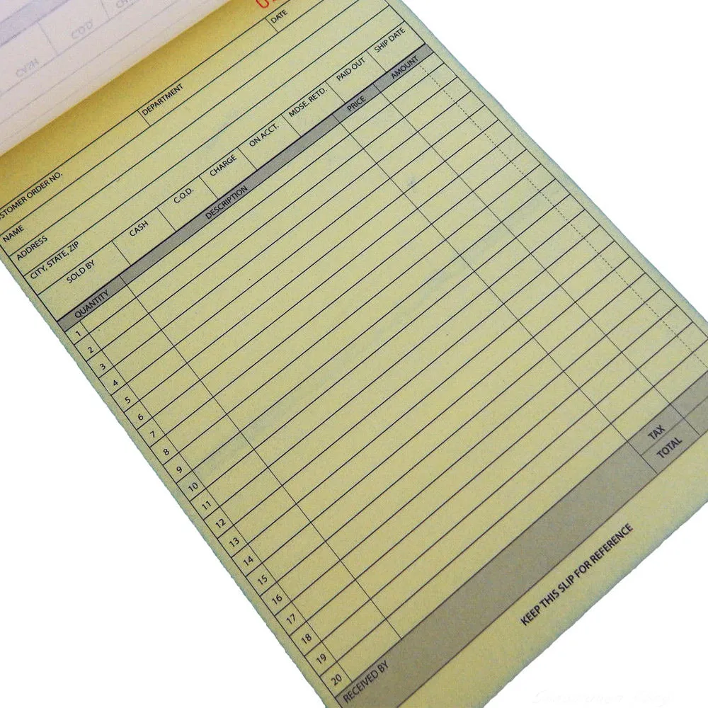 1 Book Carbonless Sales Order Receipt Record 2 Part 50 Sets Duplicate Copy !