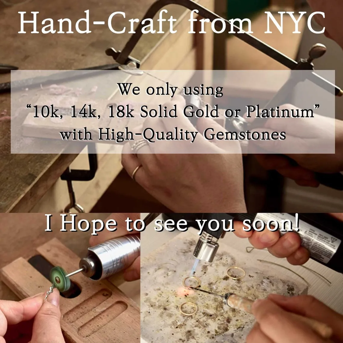 14k Gold Hammered Band by Handmade by VicStoneNYC Fine Jewelry