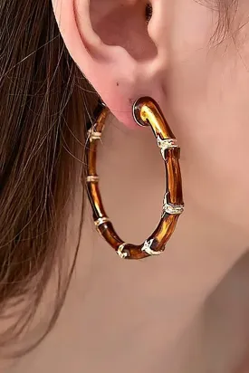 Curveins Stylish Round Bamboo-Style Gold Earrings