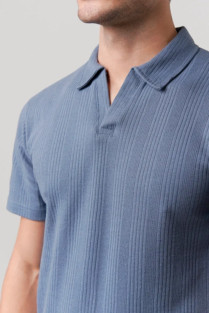 Drop Needle Polo Shirt - Steel Blue