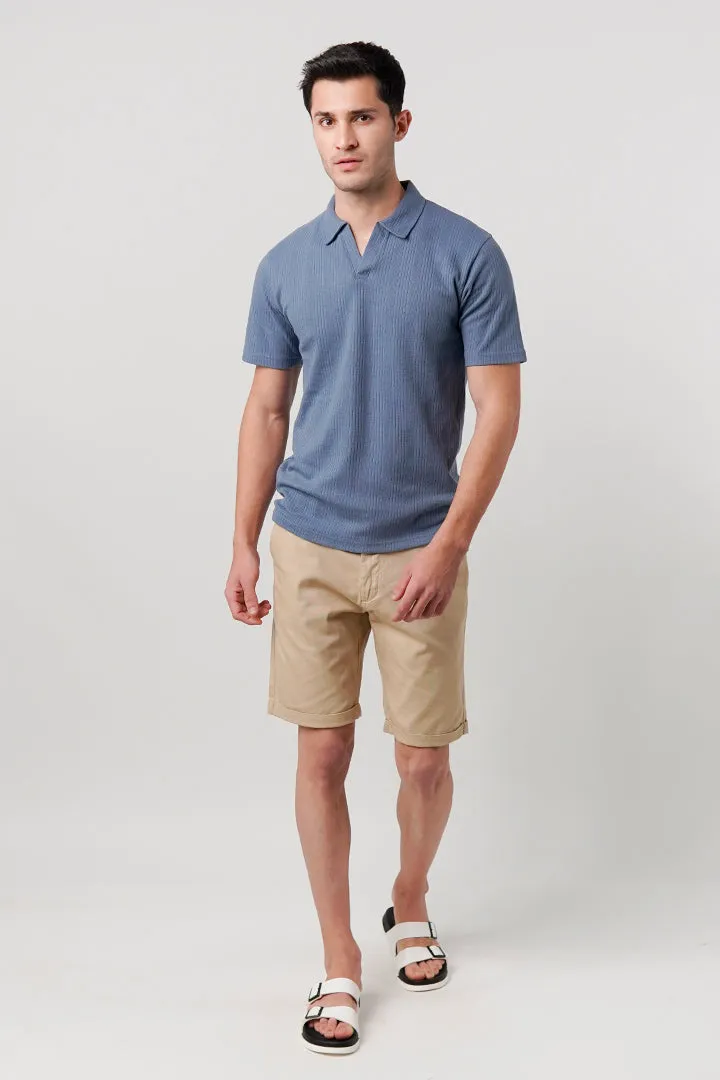 Drop Needle Polo Shirt - Steel Blue