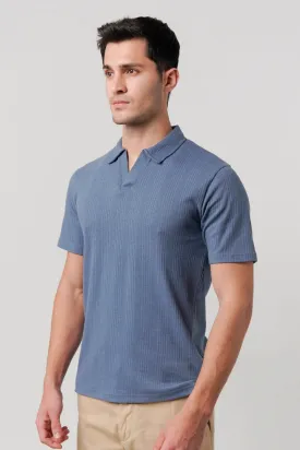 Drop Needle Polo Shirt - Steel Blue