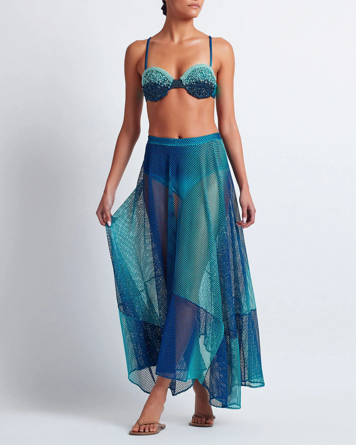 HAND-BEADED OMBRE BIKINI TOP