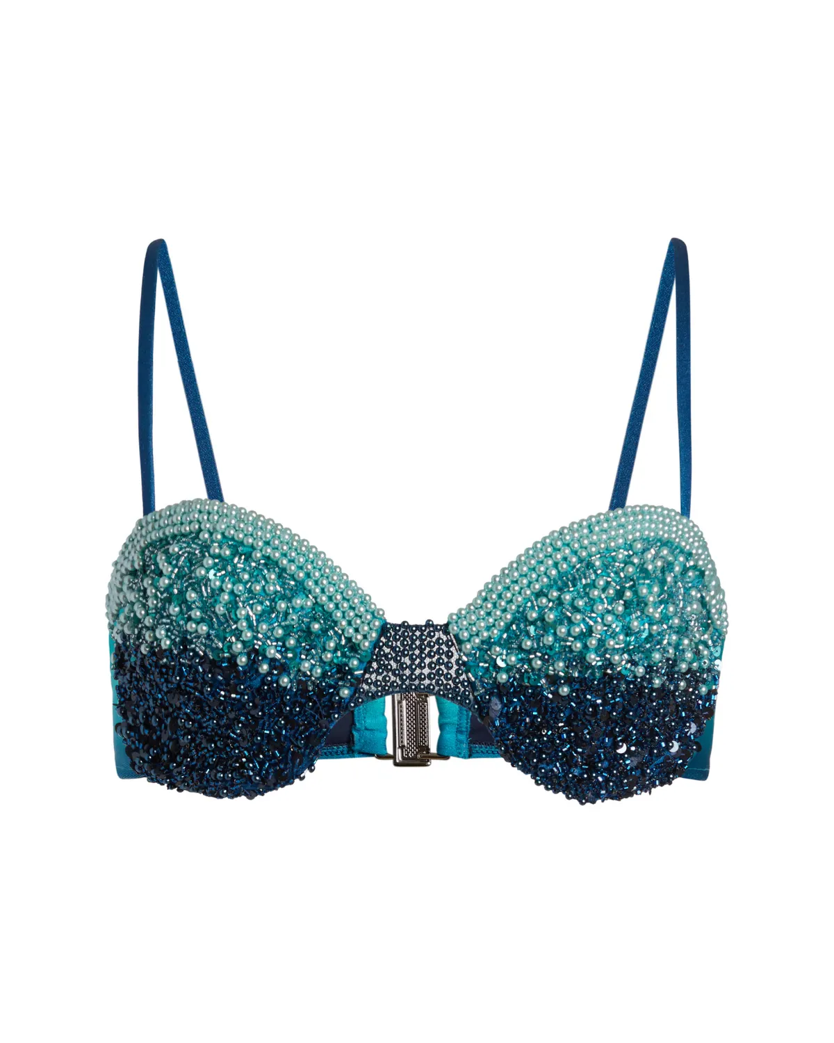 HAND-BEADED OMBRE BIKINI TOP