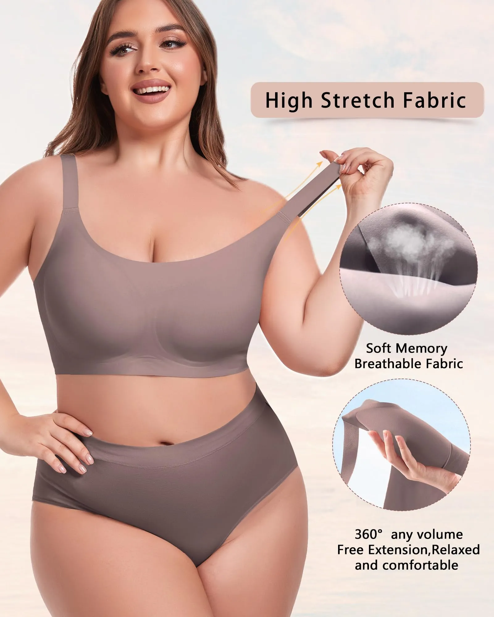HORISUNFull Coverage Bralettes Ultra Comfort Wirefree Bras
