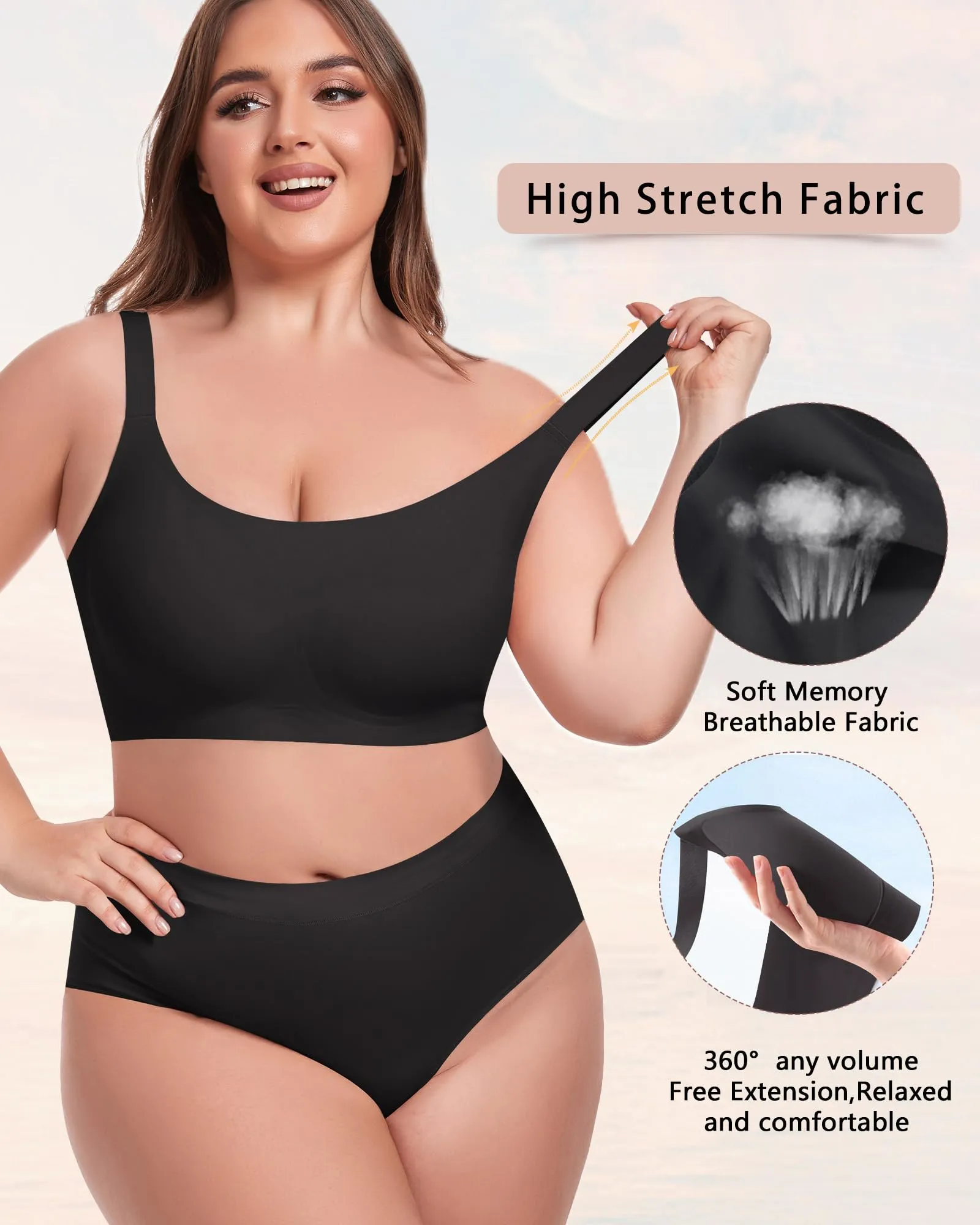 HORISUNFull Coverage Bralettes Ultra Comfort Wirefree Bras