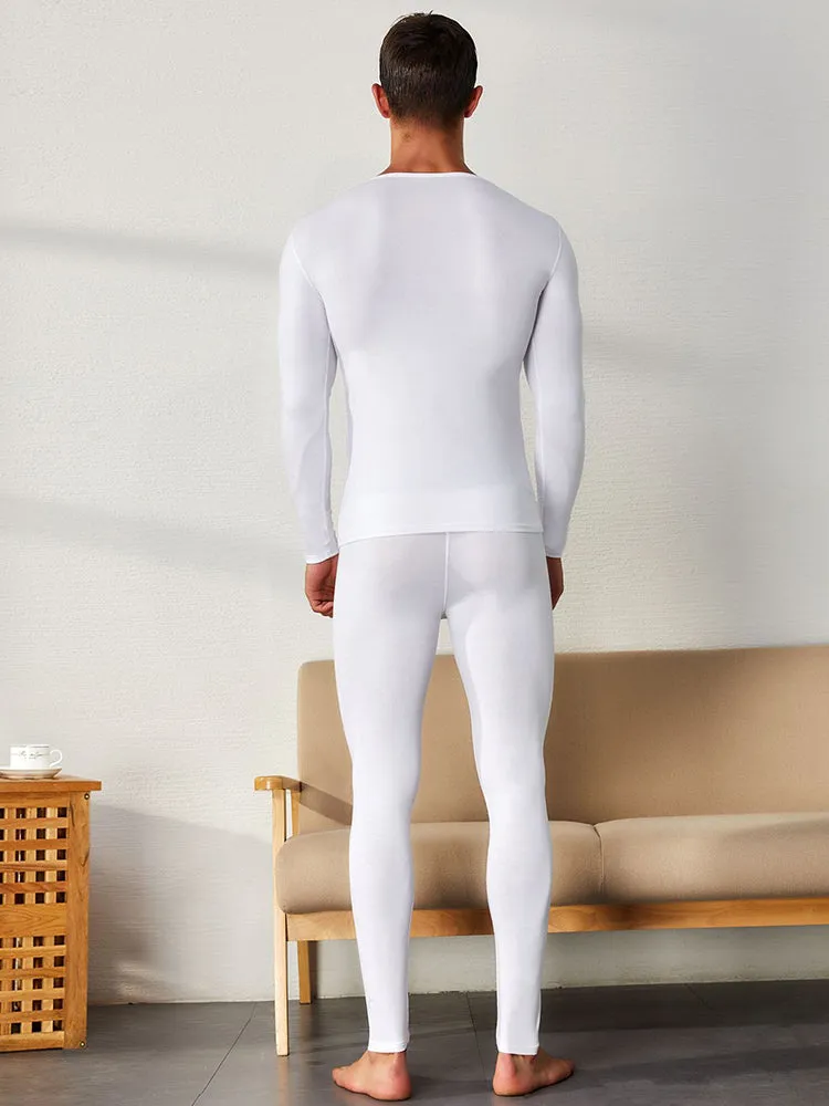 Men's Splicing Lines Cotton Thermal Underwear Set