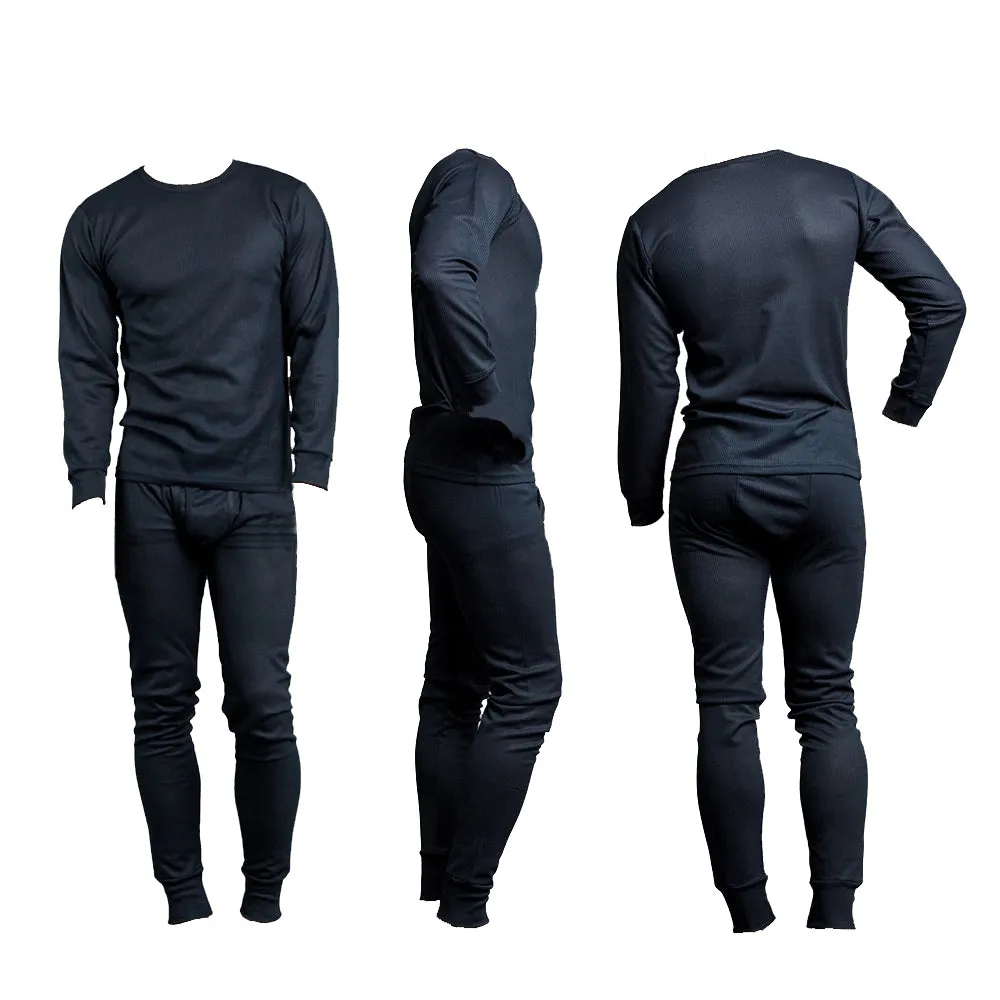 Mens Thermal Underwear Set Knocker Long Sleeve Pajamas Pants Sleep Navy Size 3XL