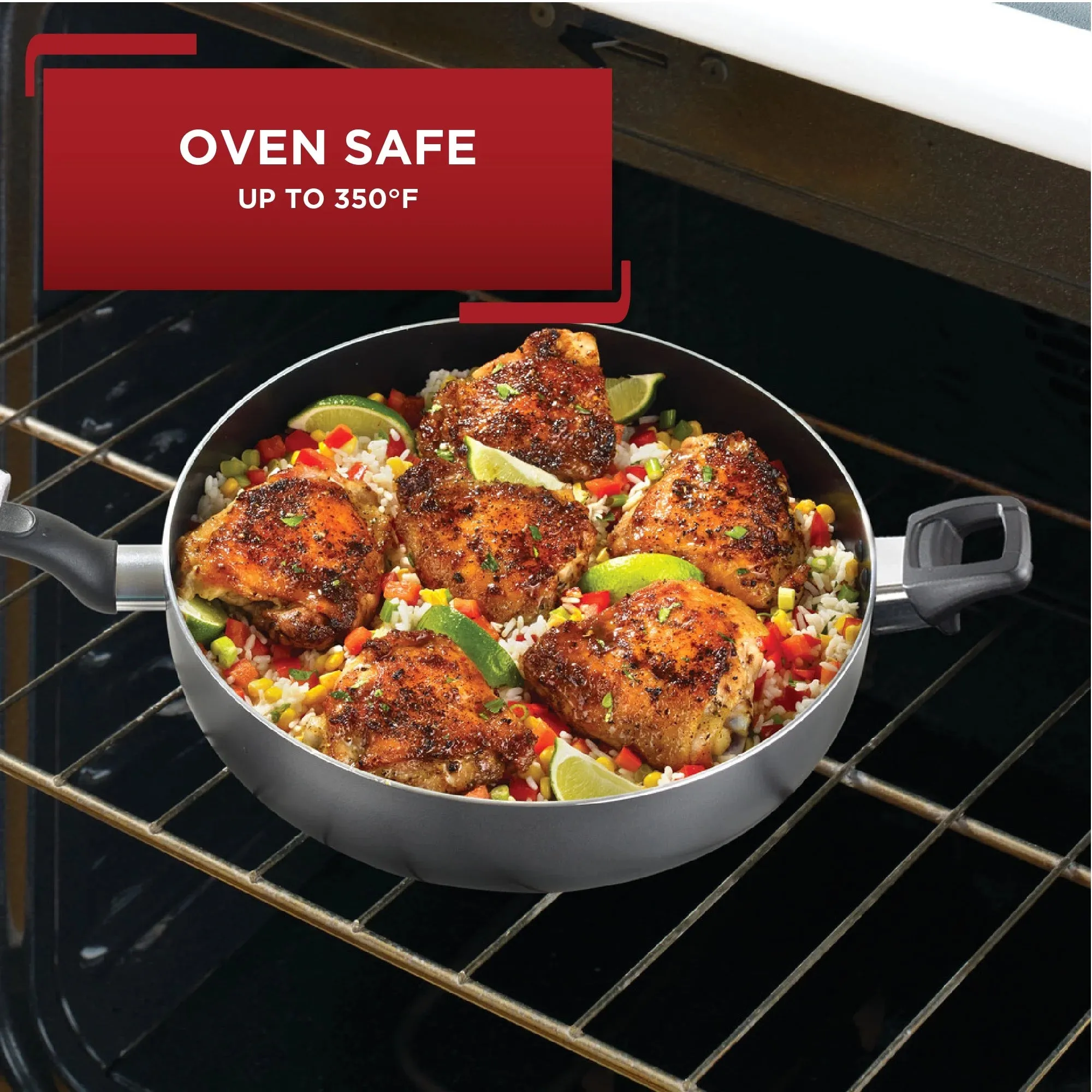 T-fal Kitchen Solutions Cookware, 5 Quart Non-Stick Jumbo Cooker With Lid, Black